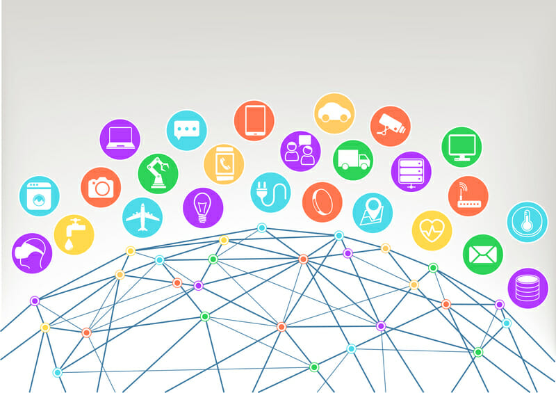 Internet of things (Iot)  illustration background.Icons / symbols for various connected devices